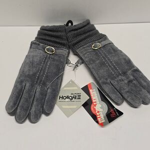 Vintage Wells Lamont Women's Gray Suede Insulated Gloves Du Pont Hollofil II M